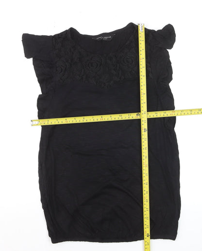 Dorothy Perkins Women's Black Lace Panel Tunic Blouse Size 10