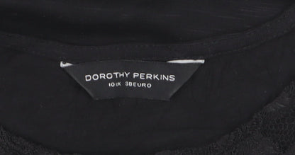 Dorothy Perkins Women's Black Lace Panel Tunic Blouse Size 10