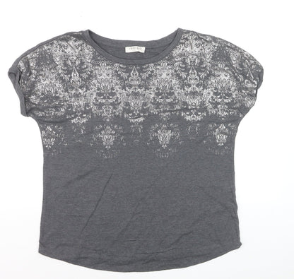 Marks and Spencer Women’s Grey Metallic Print T-Shirt Size 14