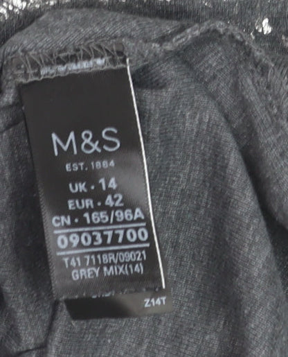 Marks and Spencer Women’s Grey Metallic Print T-Shirt Size 14