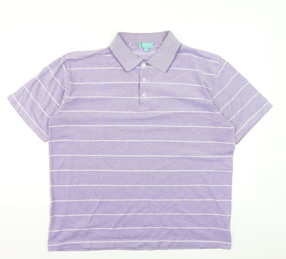 Southbay Men’s Purple Striped Polo Shirt Size L 44/46 Cotton Blend