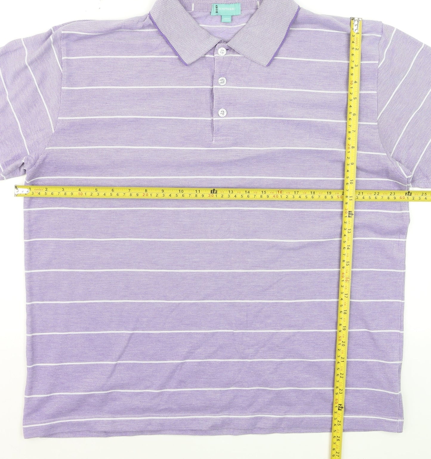 Southbay Men’s Purple Striped Polo Shirt Size L 44/46 Cotton Blend