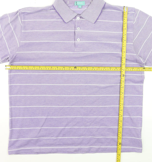 Southbay Men’s Purple Striped Polo Shirt Size L 44/46 Cotton Blend