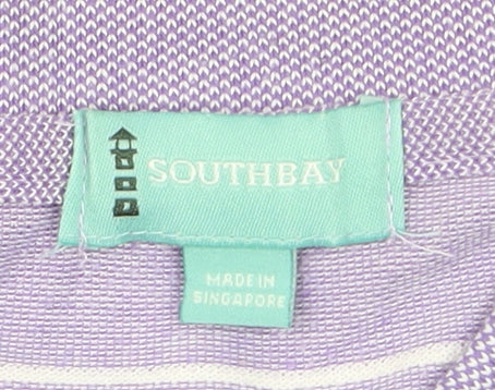 Southbay Men’s Purple Striped Polo Shirt Size L 44/46 Cotton Blend