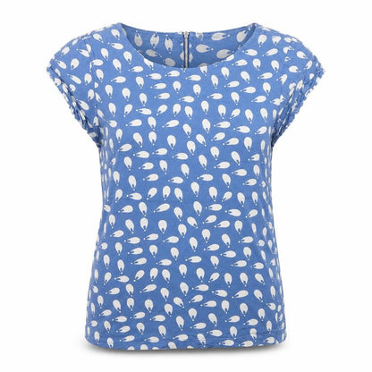 French Connection Womens Blue Cotton Short Sleeve Blouse M