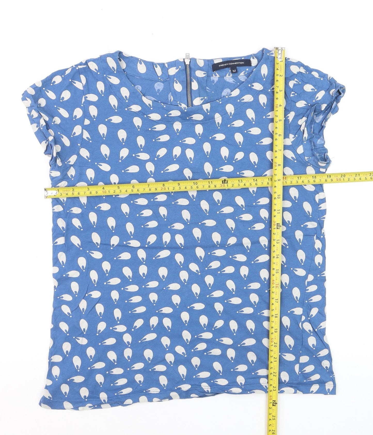 French Connection Womens Blue Cotton Short Sleeve Blouse M