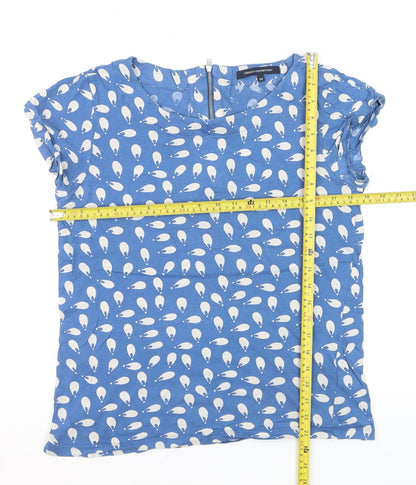 French Connection Womens Blue Cotton Short Sleeve Blouse M