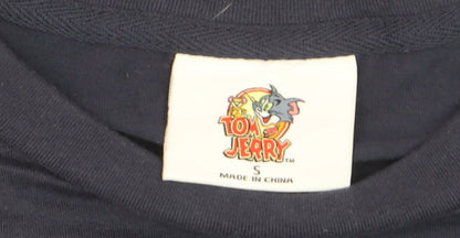 Tom & Jerry Men's Blue Christmas Long Sleeve Graphic Shirt Size S