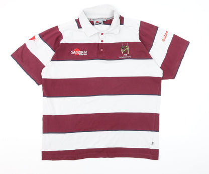 Samurai Men’s Multicoloured Striped Rugby Polo Shirt L