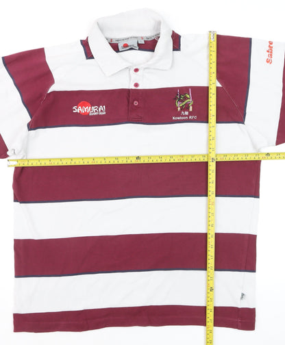 Samurai Men’s Multicoloured Striped Rugby Polo Shirt L