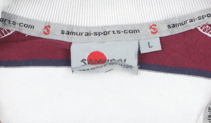 Samurai Men’s Multicoloured Striped Rugby Polo Shirt L