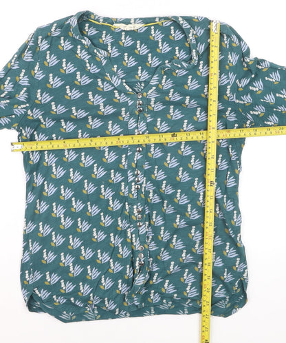 White Stuff Women's Green Floral Button Tunic Blouse UK 8