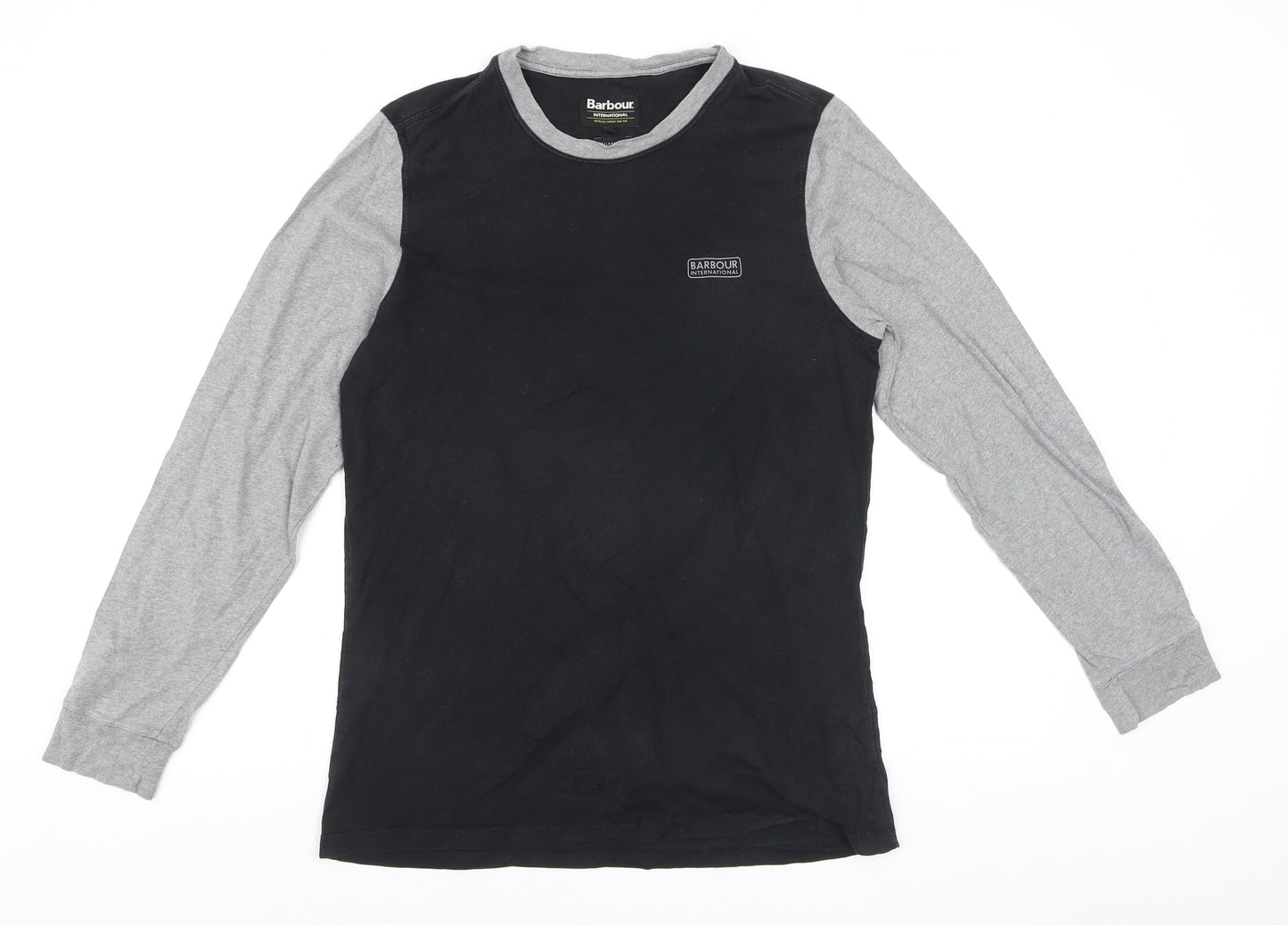 Barbour International Men's Black Grey Long Sleeve Cotton Top S
