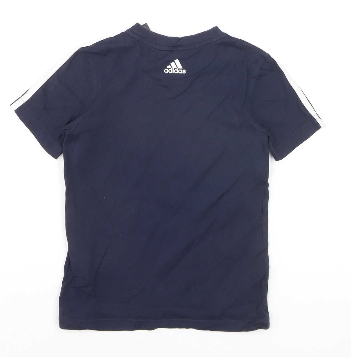 Adidas Boys Blue Colourblock Logo T-Shirt 6-7 Years Short Sleeve Sports Top