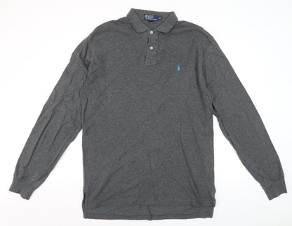 Ralph Lauren Men’s Grey Long Sleeve Cotton Polo Shirt Size M