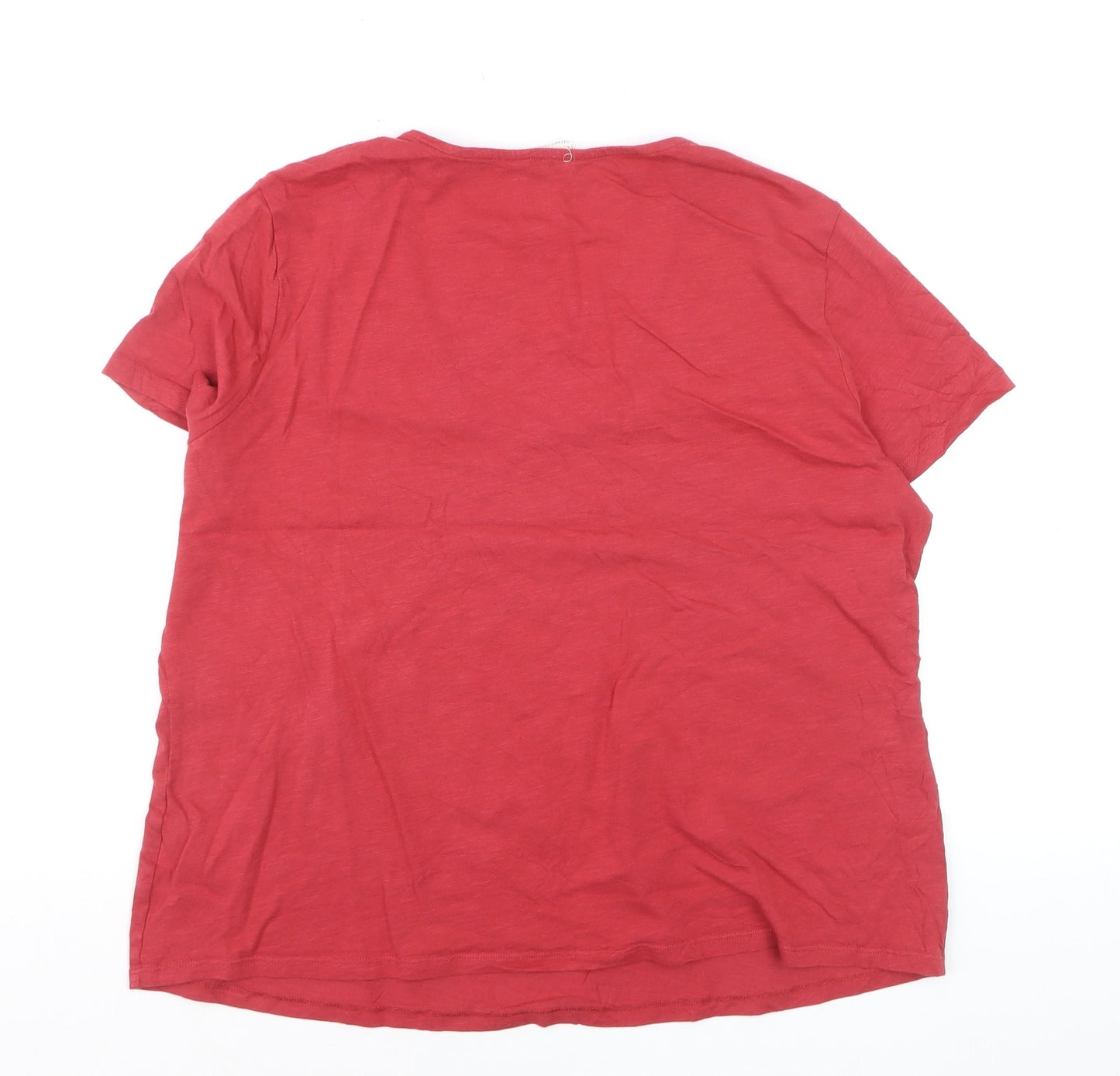 Seasalt Cornwall Womens Red Organic Cotton V-Neck T-Shirt Size 18