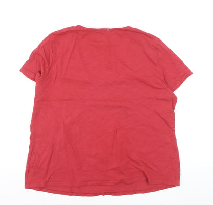 Seasalt Cornwall Womens Red Organic Cotton V-Neck T-Shirt Size 18