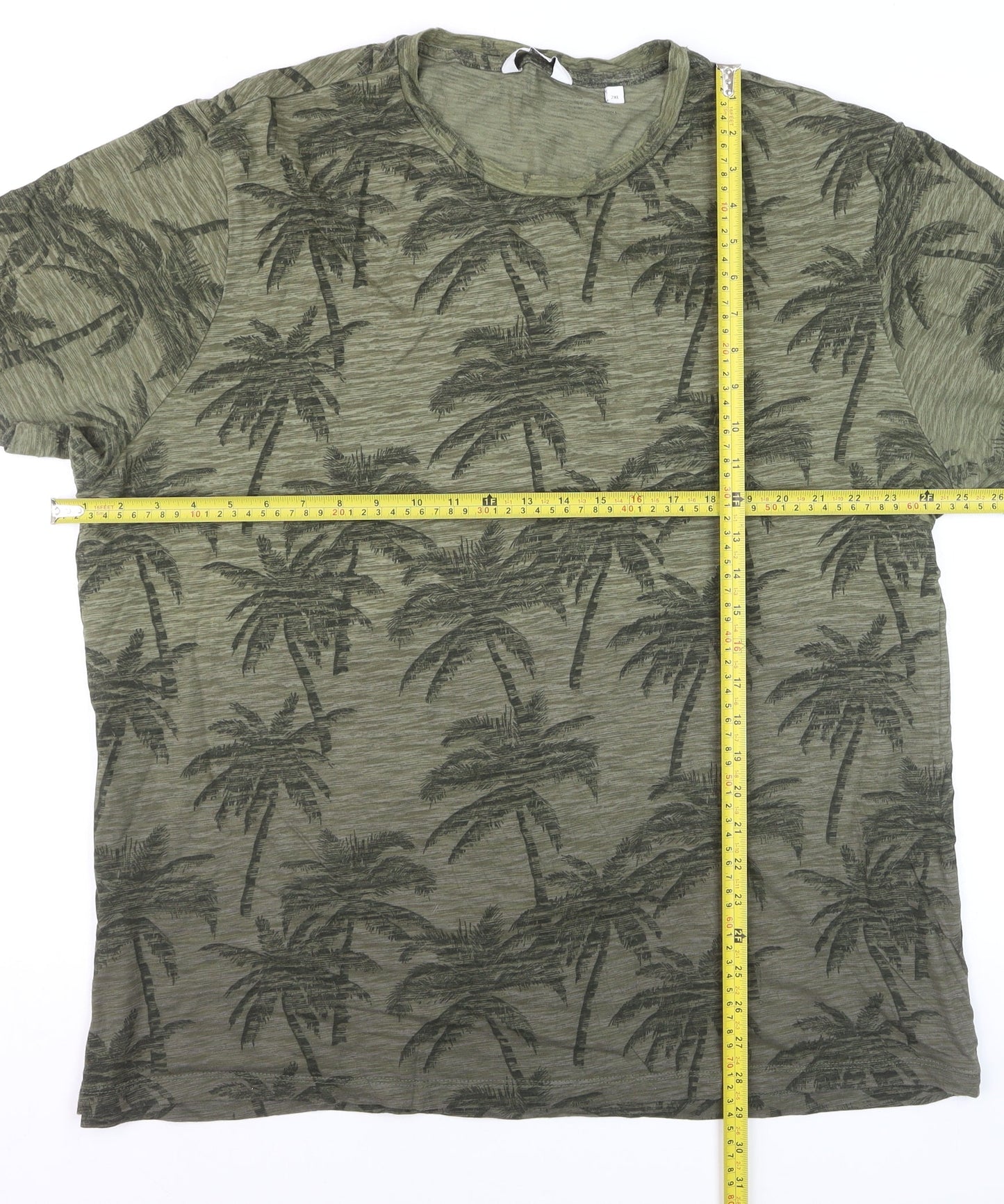 Next Men’s Green Palm Print Regular Fit 2XL Cotton T-Shirt