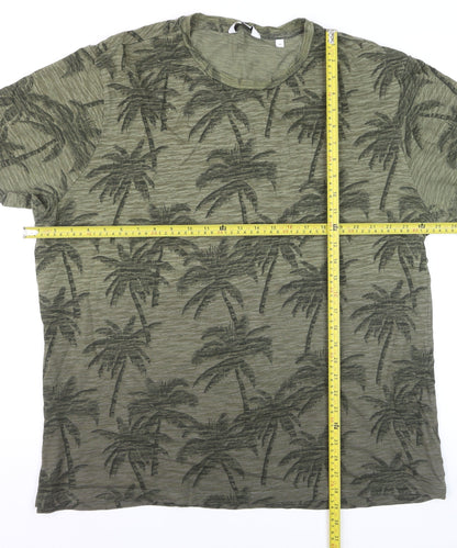 Next Men’s Green Palm Print Regular Fit 2XL Cotton T-Shirt