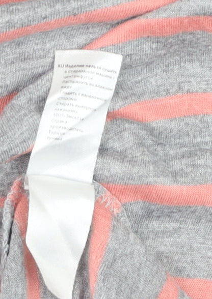 Monsoon Women’s Pink Grey Striped Cotton T-Shirt Size M