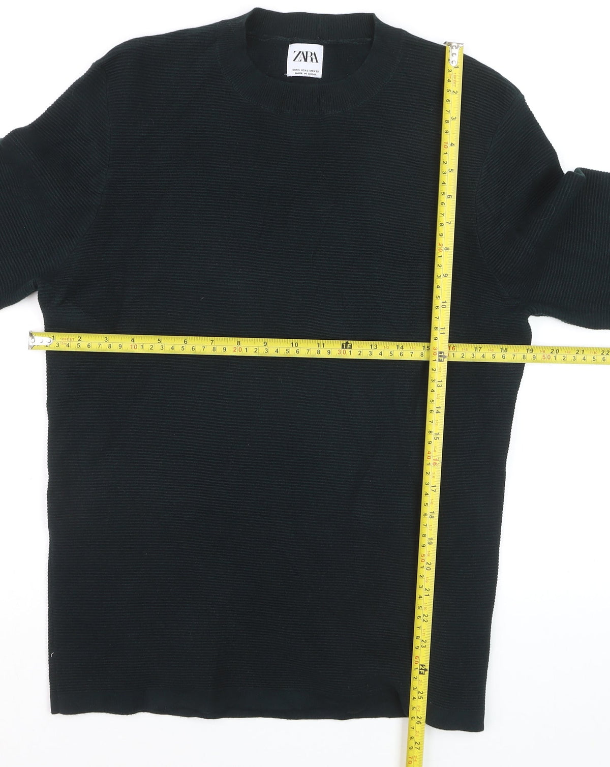 ZARA Men Black S Knit Crew Neck Long Sleeve Pullover Jumper