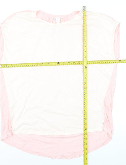 John Lewis Women's Pink Colourblock Linen Cotton Sleeveless Top Size 14
