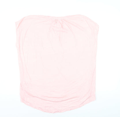 John Lewis Women's Pink Colourblock Linen Cotton Sleeveless Top Size 14