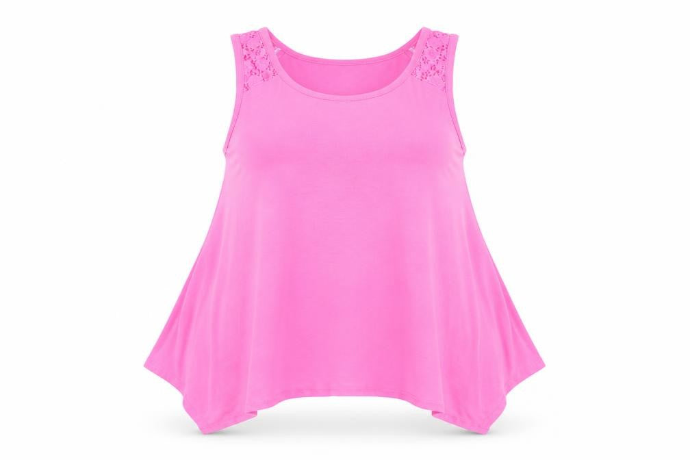 Front view of H&M Teens Pink Sleeveless Tank Top, size 12, Relaxed Fit
