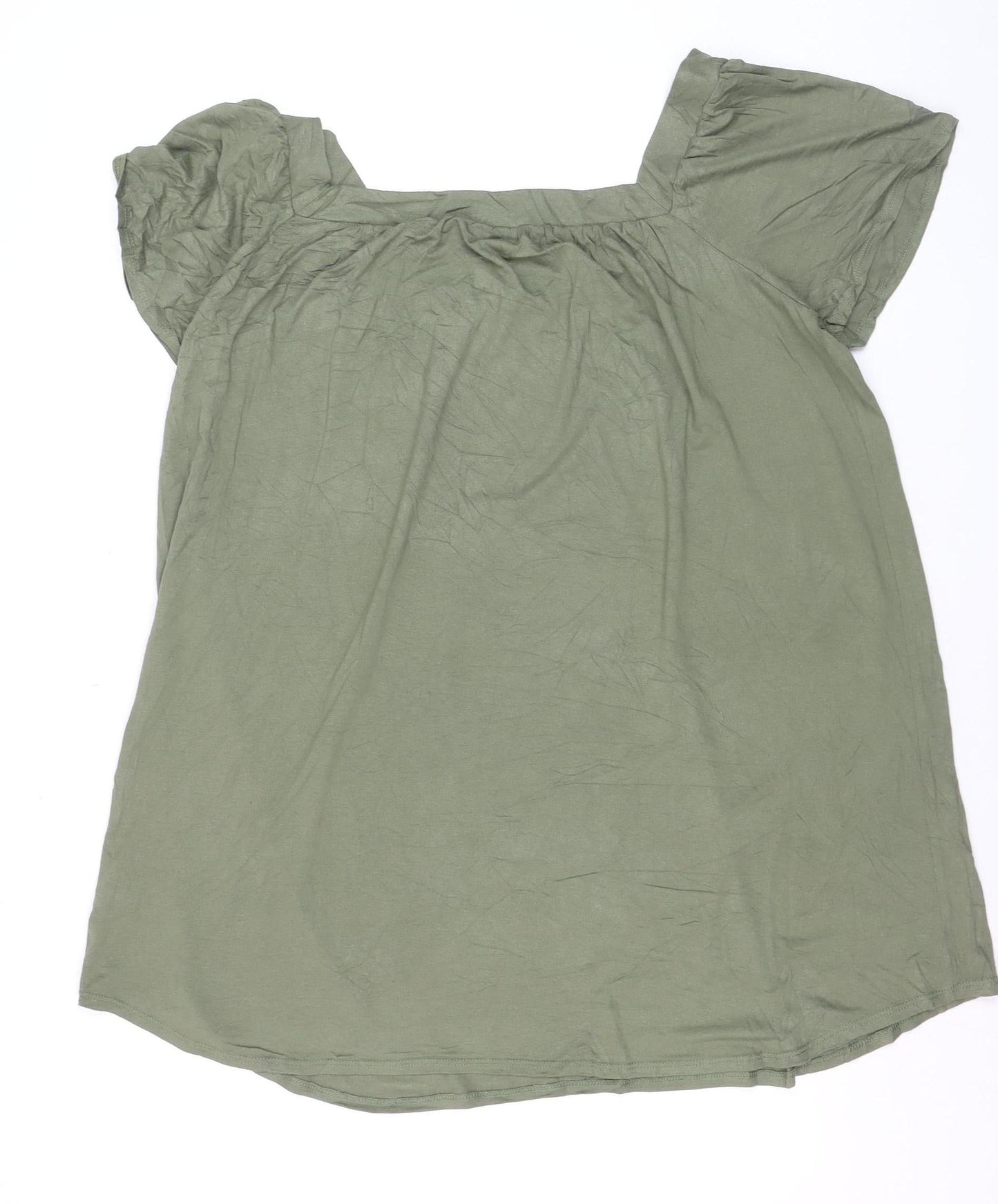 Live Unlimited London Womens Green Size 16 Tunic Short Sleeve Square Neck Blouse