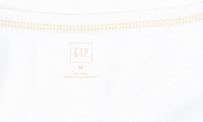 GAP Women’s Beige Short Sleeve Scoop Neck Button T-Shirt Size M