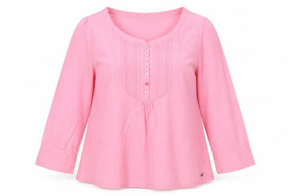 Jack Wills Women’s Pink 3/4 Sleeve Tunic Blouse Size 12 Cotton