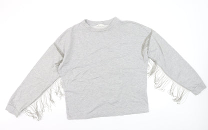 H&M Women’s Grey Fringe Pullover Jumper Size S