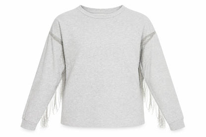 H&M Women’s Grey Fringe Pullover Jumper Size S