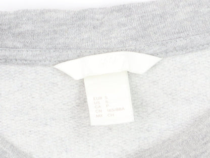 H&M Women’s Grey Fringe Pullover Jumper Size S