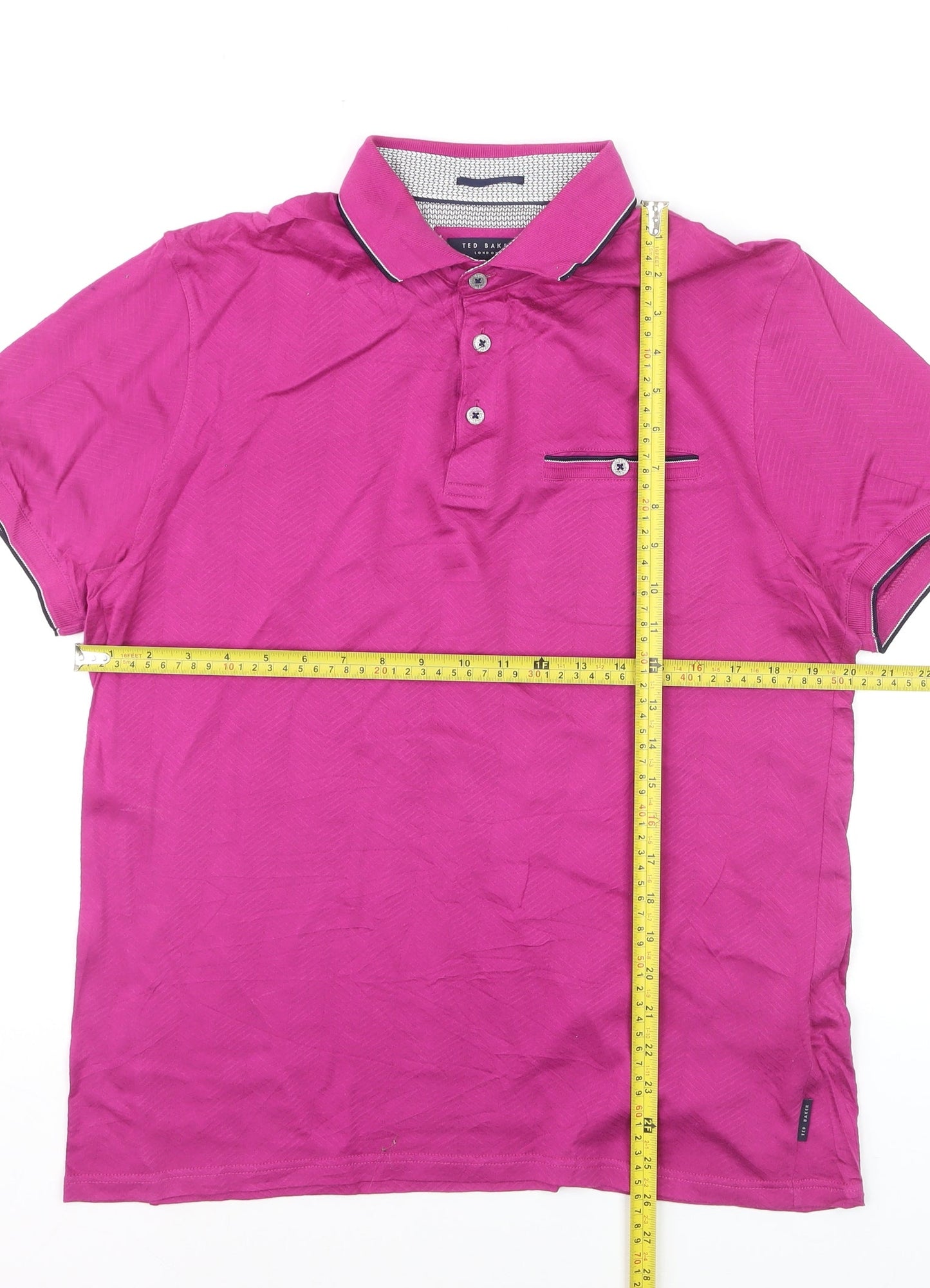 Ted Baker Men's Pink Cotton Polo Shirt Size L Short Sleeve