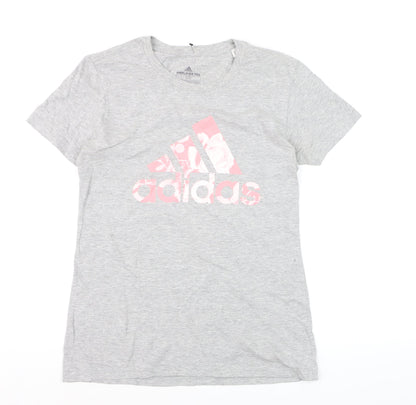 Adidas Womens Grey Amplifier Tee Short Sleeve T-Shirt Size S