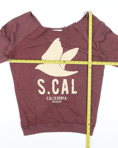 SoulCal & Co Womens Burgundy Pullover Sweatshirt Size 12 Graphic Print