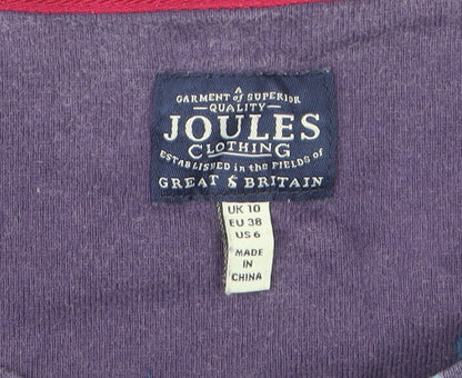 Joules Women's Multicoloured Floral Stripe Long Sleeve Cotton T-Shirt UK 10