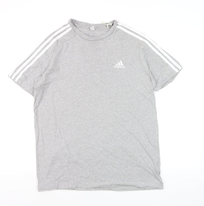 Adidas Men’s Grey Short Sleeve Crew Neck Regular Fit Sports T-Shirt M