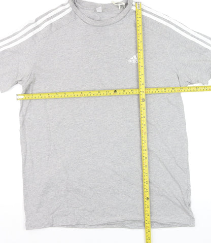 Adidas Men’s Grey Short Sleeve Crew Neck Regular Fit Sports T-Shirt M