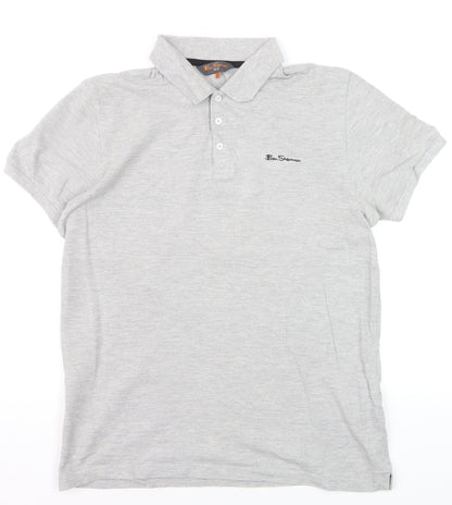 Ben Sherman Men's Grey Heritage Short Sleeve Cotton Polo Shirt M