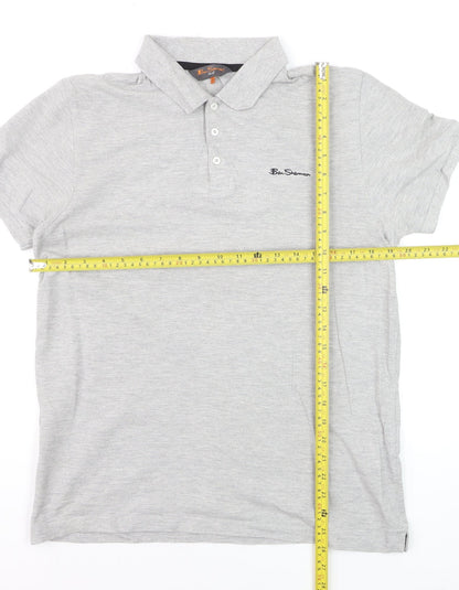 Ben Sherman Men's Grey Heritage Short Sleeve Cotton Polo Shirt M