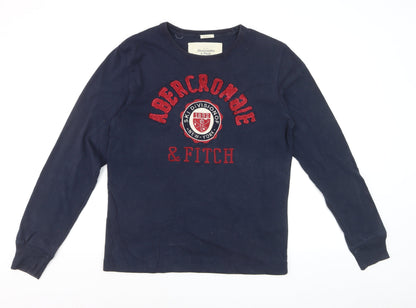 Abercrombie & Fitch Men’s Blue Long Sleeve Graphic Cotton Top L