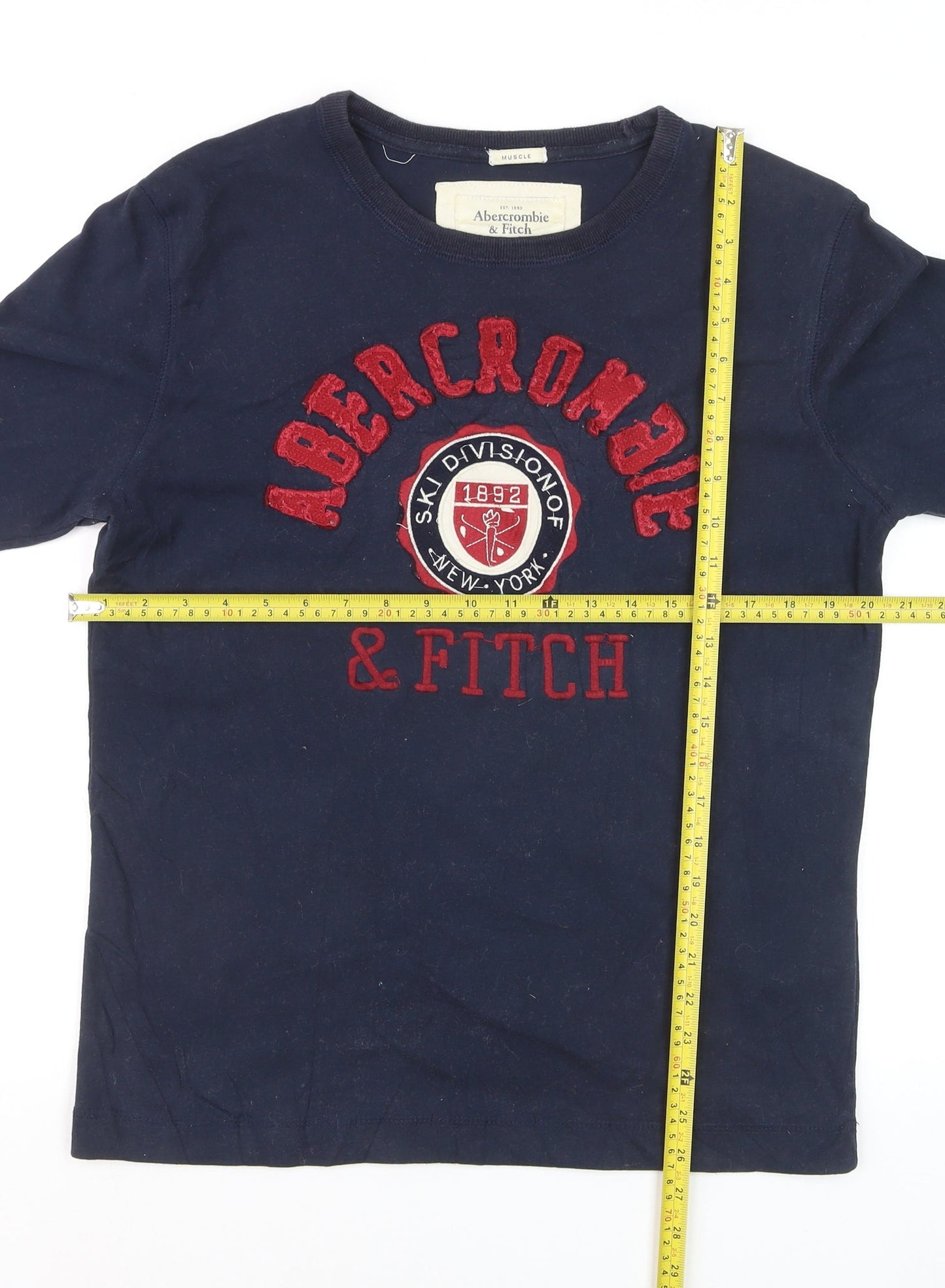 Abercrombie & Fitch Men’s Blue Long Sleeve Graphic Cotton Top L