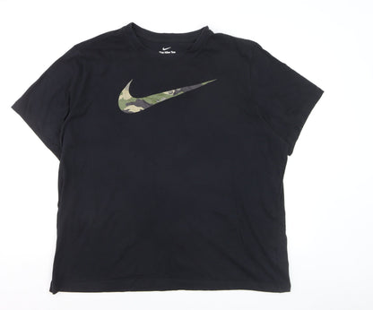 Nike Mens Black 2XL Sports Dri-Fit Camouflage Logo T-Shirt