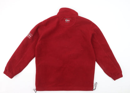 Geographical Norway Men's Red Full Zip Fleece Sweatshirt Size M