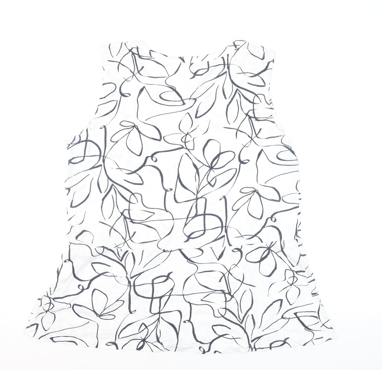 Seasalt Cornwall Women’s White Floral Cotton Sleeveless Tank Top L