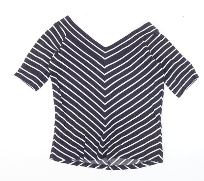 Jasper Conran Women’s Blue Striped V-Neck Short Sleeve Top Size 14