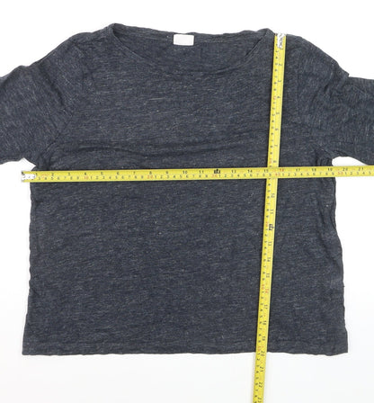 TOAST Women Grey Linen 3/4 Sleeve Relaxed Fit T-Shirt M