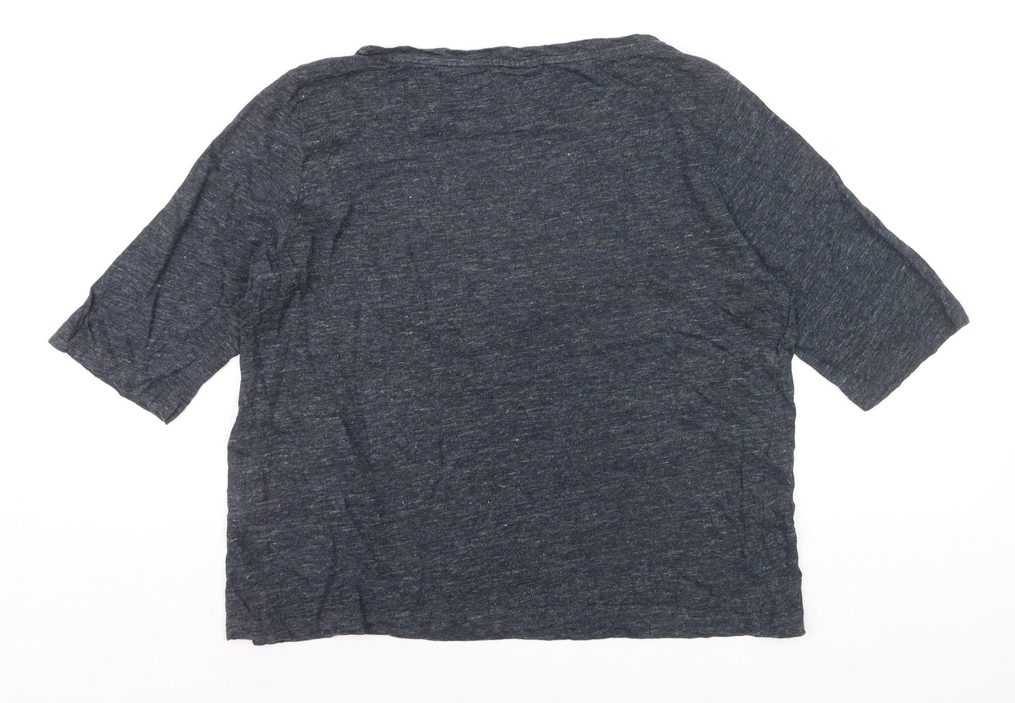 TOAST Women Grey Linen 3/4 Sleeve Relaxed Fit T-Shirt M
